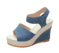 Hixingo Sandali Donna Estive con Zeppa, Leggere Scarpe Aperte con Plateau Donna Comode Sandali Ortopedici Antiscivolo Zeppa Alta per Trekking da Spiaggia (403 blu,39)