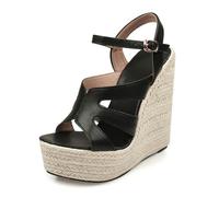 Hixingo Sandali Donna Estive con Zeppa, Scarpe Aperte con Plateau Tacco 15CM Donna Eleganti e Comode Sandali Ortopedici Leggere Antiscivolo Zeppa Alta per Trekking da Spiaggia (40,629 Nero)