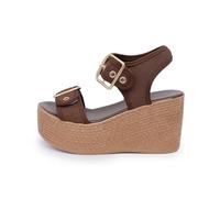 Hixingo Sandali Donna Estive con Zeppa, Scarpe Aperte con Plateau Tacco 9CM Donna Eleganti e Comode Sandali Ortopedici Leggere Antiscivolo Zeppa Alta per Trekking da Spiaggia (K-215 Blanco,35)