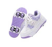 Hixingo Scarpe con Rotelle, Moda 4 Ruote Scarpe da Skateboard 4 Ruote, Pattini a Rotelle Multifunzionale 2 in 1 per Principianti, Bambini (Stelle Viola,34)