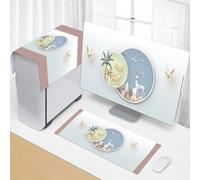 Hixingo Set 3 Pezzi Custodia Protettiva Monitor PC Compatibile, per PC Desktop Protezione per CPU, Monitor/Tastiera/Custodia per Computer Antipolvere (31.5”-32”,Albero cocco Alce)