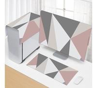 Hixingo Set 3 Pezzi Custodia Protettiva Monitor PC Compatibile, per PC Desktop Protezione per CPU, Monitor/Tastiera/Custodia per Computer Antipolvere (31.5”-32”,Triangolo geometrico)