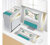 Hixingo Set 3 Pezzi Custodia Protettiva Monitor PC Compatibile, per PC Desktop Protezione per CPU, Monitor/Tastiera/Custodia per Computer Antipolvere (31.5”-32”,Cigno bianco)
