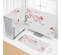 Hixingo Set 3 Pezzi Custodia Protettiva Monitor PC Compatibile, per PC Desktop Protezione per CPU, Monitor + Tastiera + Custodia per Computer Antipolvere (20”-22”,Magnolia)