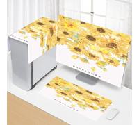 Hixingo Set 3 Pezzi Custodia Protettiva Monitor PC Compatibile, per PC Desktop Protezione per CPU, Monitor/Tastiera/Custodia per Computer Antipolvere (31.5”-32”,Girasole)