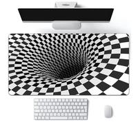 Hixingo Tappetino Mouse, Tappetino Mouse XXL/XL/L, 3D Illusioni Ottiche Tappetino Mouse Gaming con Base in Antiscivolo e Bordi Cuciti, Mouse Pad per Casa Ufficio (Bianco,900x400x3mm)