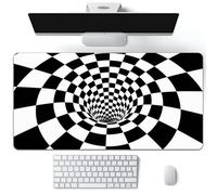 Hixingo Tappetino Mouse, Tappetino Mouse XXL/XL/L, 3D Illusioni Ottiche Tappetino Mouse Gaming con Base in Antiscivolo e Bordi Cuciti, Mouse Pad per Casa Ufficio (Nero bianco,800x300x3mm)