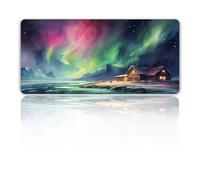 Hixingo Tappetino Mouse, Tappetino Mouse XXL/XL/L, 3D Paesaggio dell'aurora Tappetino Mouse Gaming con Base in Antiscivolo e Bordi Cuciti, Mouse Pad per Casa Ufficio (Villaggio,900x400x3mm)