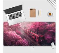 Hixingo Tappetino Mouse, Treno Rosa Sakura, Tappetino Mouse XXL/XL/L, Tappetino Mouse Gaming con Base in Antiscivolo e Bordi Cuciti, Mouse Pad per Ufficio e Casa (Sakura 6,600x300x3mm)