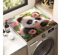 Hixingo Tappetino per Lavatrice Antiscivolo, Copri Lavatrice per Interno Animali 3D Universale Tappetino Protezione Superiore per Asciugatrice per Frigorifero, Cucina, Bagni (Panda carino 2,50x50cm)