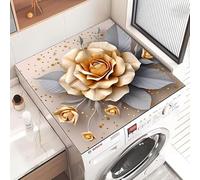 Hixingo Tappetino per Lavatrice Antiscivolo, Copri Lavatrice per Interno Universale Tappetino Protezione Superiore per Asciugatrice per Frigorifero, Cucina, Bagni (Rose dorate,50x50cm)