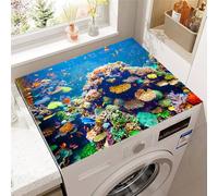 Hixingo Tappetino per Lavatrice Antiscivolo, Mondo Sottomarino 3D Copri Lavatrice per Interno Universale Tappetino Protezione Superiore per Asciugatrice per Frigorifero (Barriera corallina,50x60cm)