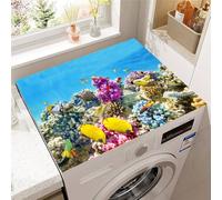 Hixingo Tappetino per Lavatrice Antiscivolo, Mondo Sottomarino 3D Copri Lavatrice per Interno Universale Tappetino Protezione Superiore per Asciugatrice per Frigorifero (Pesce innamorato,60x60cm)
