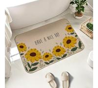 Hixingo Tappeto Bagno Antiscivolo Assorbent in Lino, Motivo Piante Verdi Tappeto Cucina Lavabile Asciugatura Rapida, Zerbino Ingresso Esterno Interno con Supporto in Gomma (Girasole,80x120cm)