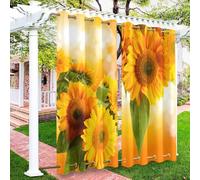 Hixingo Tende per Esterno Impermeabili Finestra Tenda da Esterno 2 Pezzi con Anelli Superiore e Inferiore per Gazebo Balcone Verande Patio Idrorepellente (Girasole,106x160cm)
