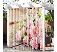 Hixingo Tende per Gazebo con Occhielli, 1 Pezzi di Tenda da Esterno, Idrorepellente, per Giardino/Patio Protezione Solare e Privacy, Stampe Colorate di Fiori (Ascolta le rose,140x260cm)