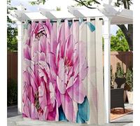 Hixingo Tende per Gazebo con Occhielli, 1 Pezzi di Tenda da Esterno, Idrorepellente, per Giardino/Patio Protezione Solare e Privacy, 3D Fiori (Fiori rosa,140x175cm)