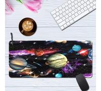 Hixingo Universo dei Cartoni Animati Tappetino Mouse, Tappetino Mouse XXL/XL/L, Tappetino Mouse Gaming con Base in Antiscivolo e Bordi Cuciti, Mouse Pad Ufficio,Casa (700 * 300 * 3mm,pianeta)