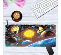 Hixingo Universo dei Cartoni Animati Tappetino Mouse, Tappetino Mouse XXL/XL/L, Tappetino Mouse Gaming con Base in Antiscivolo e Bordi Cuciti, Mouse Pad Ufficio,Casa (600 * 300 * 3mm,pianeta 3)