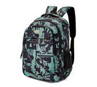 Hixingo Zaino Scuola, Zainetto per Scuola Superiore Università, Zaino Lavoro Zaino da Viaggio Zaino Capiente, Zaino per Scuole Escursionismo Campeggio (Verde,46x32x15cm)