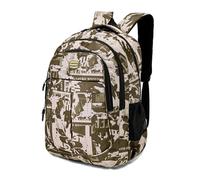 Hixingo Zaino Scuola, Zainetto per Scuola Superiore Università, Zaino Lavoro Zaino da Viaggio Zaino Capiente, Zaino per Scuole Escursionismo Campeggio (Verde grigio,46x32x15cm)