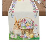 HIXIP Tovaglia con Coniglietto Pasquale, Runner da tavola Pasquale | 72x13 Pollici Runner da Tavolo con Uova di Coniglietto di Pasqua Felice - Decorazione Domestica Festosa, tovaglia stagionale