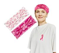HIXNUG 2 fasce per capelli per la sensibilizzazione sul cancro al seno, nastro rosa, per yoga, atletica, palestra, ampia fascia per capelli per ragazze, yoga, allenamento solido