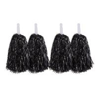 HIXNUG 2 paia di pompon da cheerleader, in plastica, a forma di fiore, per calcio, basket, tifo, danza, decorazione per competizioni sportive, festival, celebrazioni, balli in maschera, feste (nero)
