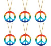 HIXNUG Collana hippie con segno della pace, accessorio per feste hippie per feste a tema hippy, multicolore, 6, Plastica, plastica.