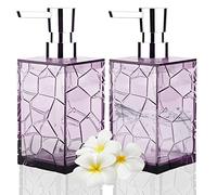 HIYAA Confezione da 2 dispenser di sapone acrilico per lozioni liquide con pompa, riutilizzabili, per bagno, piano di lavoro, cucina, lavanderia, viola