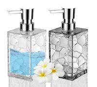 HIYAA Confezione da 2 dispenser per sapone liquido da 340,2 g, con pompa, riutilizzabili, per bagno, piano di lavoro, cucina, lavanderia, 1 grigio, 1 trasparente, acrilico, 1 grigio 1 trasparente