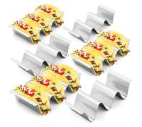 HIYAA Taco Supporti in acciaio inox Taco Stand Tray Rack con manici, può contenere fino a 3 tacos per ristoranti e uso domestico