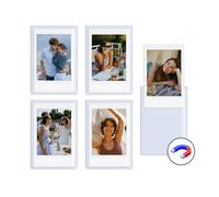 HIYQIN Confezione da 5 cornici magnetiche per foto Instax Mini, cornici magnetiche per frigorifero 2 x 3, per Fujifilm Instax Mini LiPlay, 12 11 9 8 99 70 50 40 SE EVO - Bianco