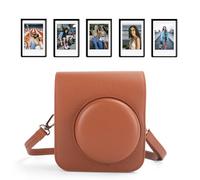 HIYQIN Custodia per fotocamera compatibile con Fuji Instax Mini 41, custodia protettiva con cornici magnetiche, borsa per il trasporto con tracolla - Marrone