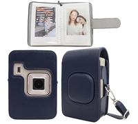 HIYQIN Custodia per Instax Mini Liplay Plus, custodia protettiva in pelle sintetica compatibile con la fotocamera Fuji Mini Liplay Plus, con album fotografico e tracolla regolabile - Blu Scuro