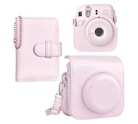 HIYQIN Custodia Protettiva per Fotocamera Compatibile con Fujifilm Instax Mini 12, per Polaroid Instax Mini 12 Borsa in Pelle con Tracolla e Album Fotografico Portatile - Rosa