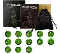 HiyyFloy 13 Rune, Set di Pietre Runiche con Guida, Borsa in Velluto con Coulisse, Rune di Vetro per Principianti, Divinazione, Pagano, Stregoneria