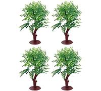 HiyyFloy 4 Alberi in Miniatura E Alberi Modello con Cespugli di Base, Alberi, Scenari di Treni Modello in Legno, Alberi Finti per Paesaggi Fai Te
