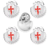 HiyyFloy 5 Pezzi Spilla a Forma di Conchiglia del Cammino di Santiago, Spilla Smaltata della Fede Cristiana per Giacca, Cappello, Borsa, Vestiti, Accessori