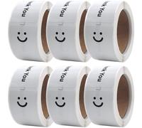 HiyyFloy 6 Rotoli di Adesivi Smile - Sigilli Rettangolari per Buste Regalo, Etichette di Ringraziamento per Imballaggi per Piccole Imprese, Rivenditori Online, Boutique, Scatole