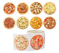 HiyyFloy Adesivi per Pizza 500 Pezzi Adesivi Rotondi per Alimenti Etichette Decorative Piccole per Feste a Tema Pizza Decalcomanie Autoadesive per Decorazioni di Diari su Buste