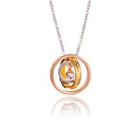 HiyyFloy Collane con Cuore in Argento E Rosa Collana con Madre E Figlia Collana con Ciondolo a Tre Anelli Ad Incastro, Regalo per Donne E Mogli