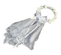 HiyyFloy Floreale per Prima Comunione delle Bambine, Velo Bianco Sacro Floreale con Fiocco, Copricapo Damigella d'Onore, Cerchietto per Sposa, Veli per Bambini