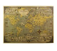HiyyFloy Poster Artistico Antico Vintage con Mappa del Mondo in Carta Kraft E Stampa Artistica Parete, Poster Moderni per Decorazione della Camera Letto della Famiglia