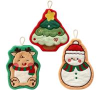 HiyyFloy Set di 3 Asciugamani Natalizi con per Appenderli, Morbidi Strofinacci Cucina con Babbo Natale, Salviette Natalizie Appendere, Set di Asciugamani Bagno E Cucina per Le Vacanze di Natale