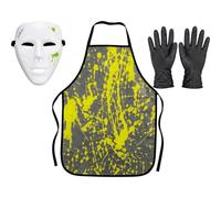 HiyyFloy Set Spaventoso Macellaio per Halloween, Composto Grembiule Chef, Maschera Bianca E Guanti per Feste a Tema Cosplay di Halloween.