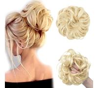 HIZEMLK 1 extension per capelli disordinati, elastici per capelli biondi da spiaggia, parrucca chignon sintetica ondulata disordinata, elegante extension per coda di cavallo da donna