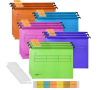 Hiziwimi 15 cartelle sospese in polipropilene, formato A4, con linguette e inserti, cartelle da appendere per ufficio e scuola, cartelle di classificazione dei file (colori misti)