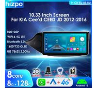Hizpo 10.33 "Radio per auto Lettore multimediale per Kia Ceed Cee'd 2 JD 2012-2016 Android 13 Wireless Carplay Navi GPS Unità principale stereo