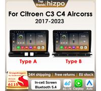 Hizpo 8G 128G Android 14 Lettore multimediale per auto per Citroen C3 C4 Aircorss 2017-2023 Wireless CarPlay 4G GPS di Snapdragon 6115